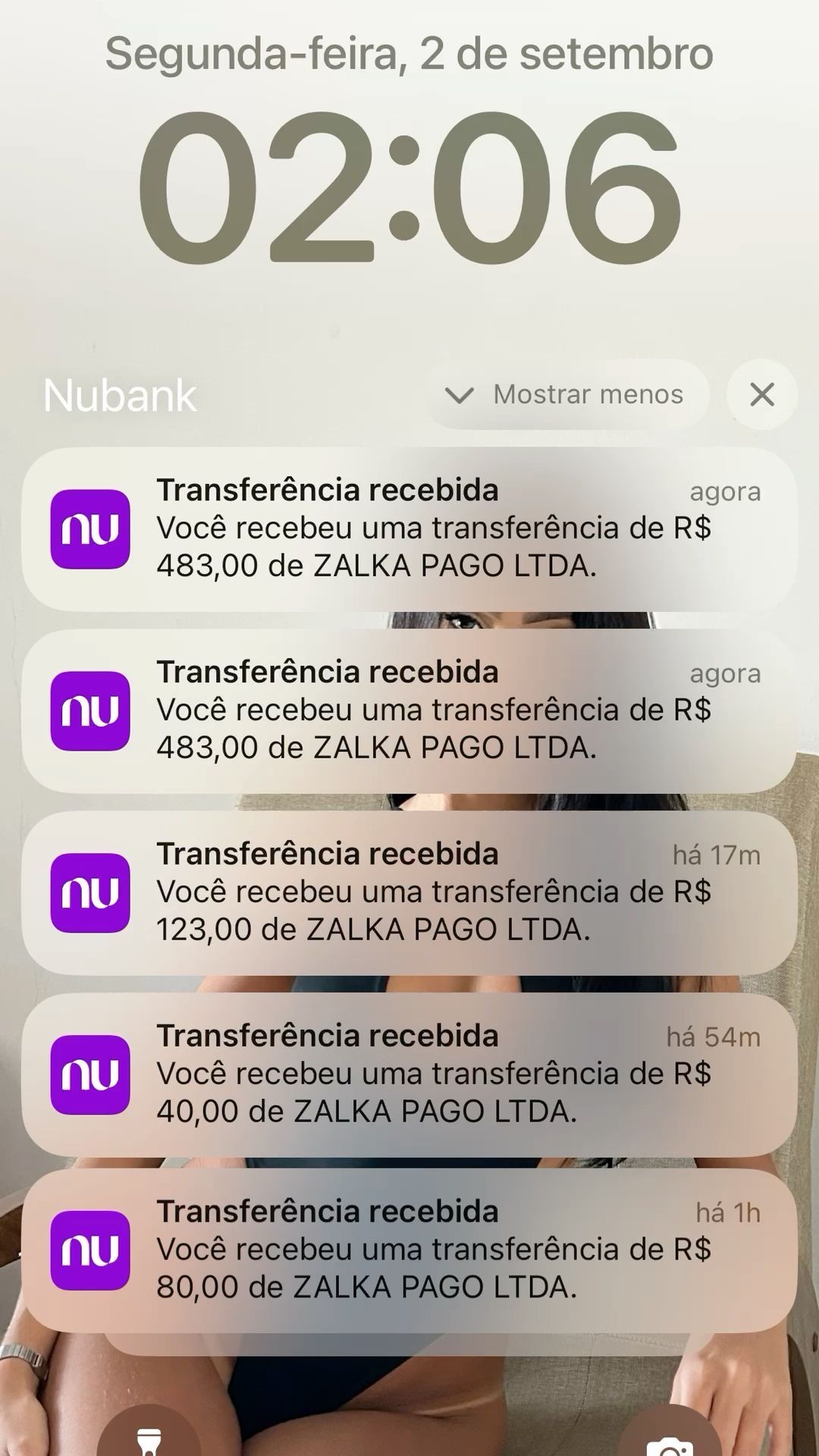 Print de comprovante enviado por um membro do clube
